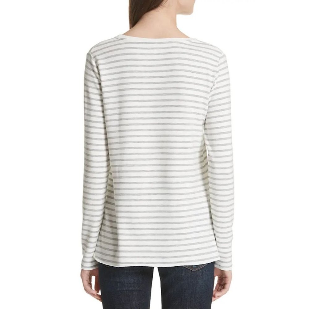 NWT Majestic Filatures Long Sleeve Stripe Pullover Sweatshirt Tee Grey 3 - Picture 3 of 10